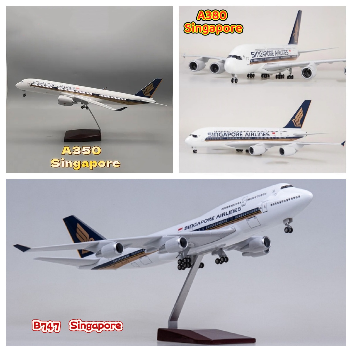 Model Kit Singapore - Singapore Airways A350/A380/B747 scale aircraft Toy